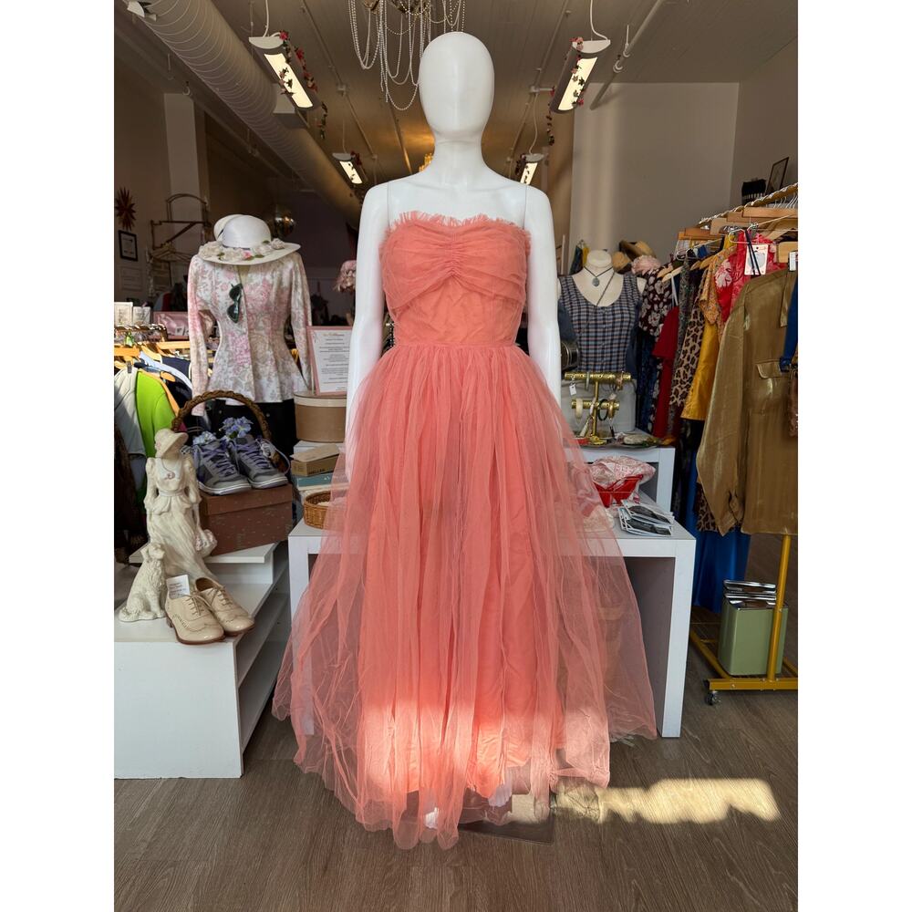 1950s Coral Tulle Party Dress